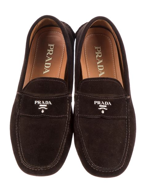 prada mens black loafers 3514|Prada suede loafer.